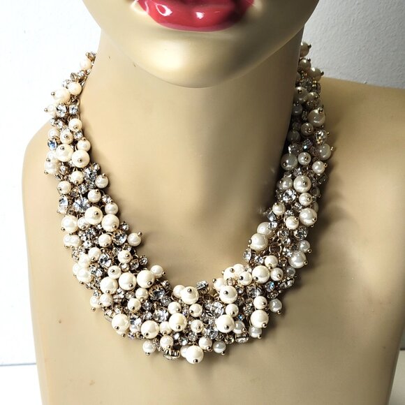 Statement Pearls and Crystal Choker Necklace - Picture 3 of 16